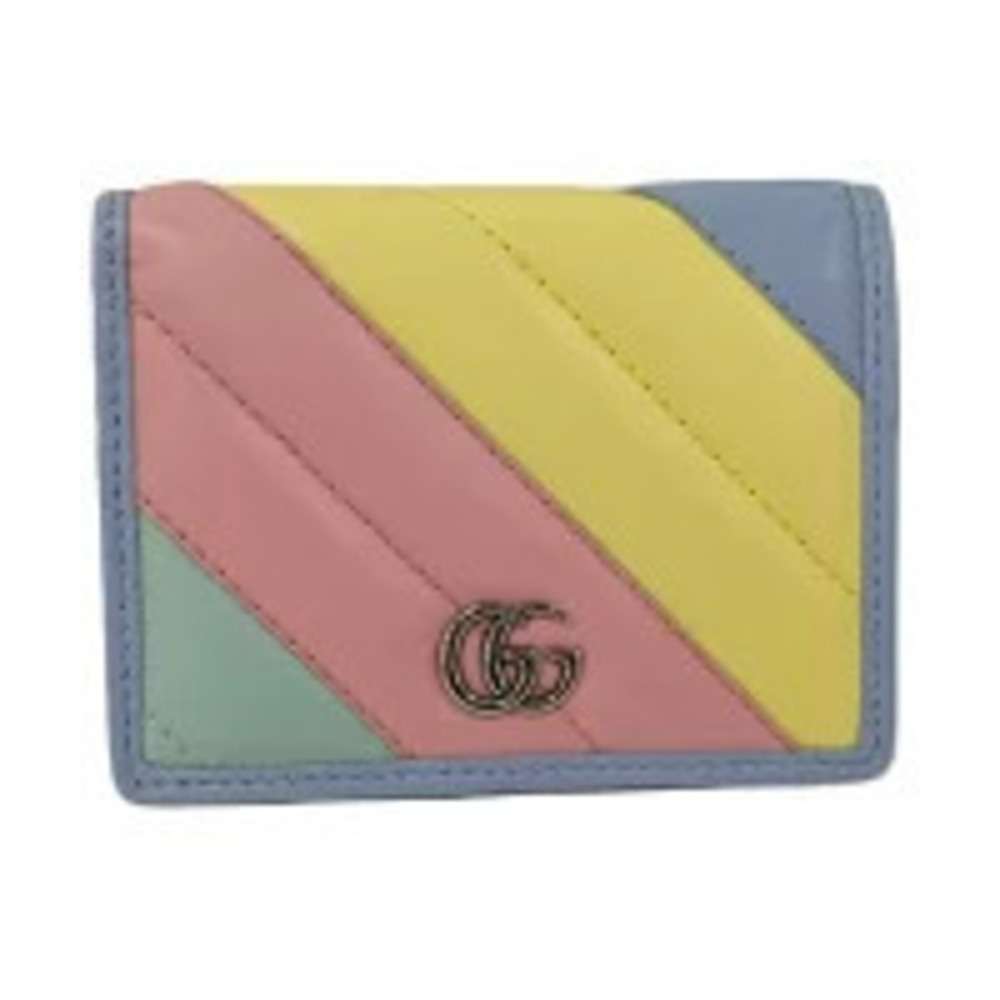 Gucci Bi fold Wallet GG Marmont Leather Pastel Multicolor